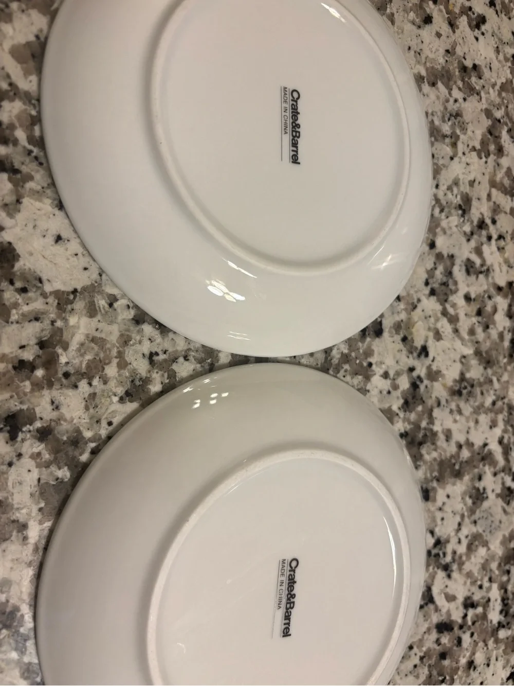Crate&Barrel White Plates with Red Beet and Yellow Celery Designs